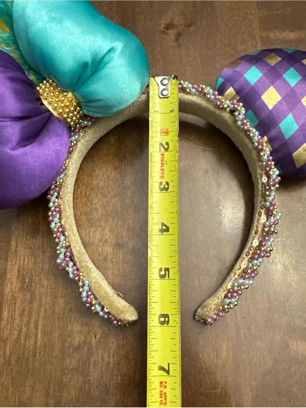 Disney Parks Exclusive MARDI GRAS Minnie Mouse Ears Headband Beads Feathers Bow
